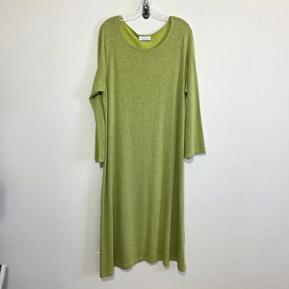 NWT Bryn Walker Womens Green Oversized Lagenlook Minimalist Shirt Dress Size Med